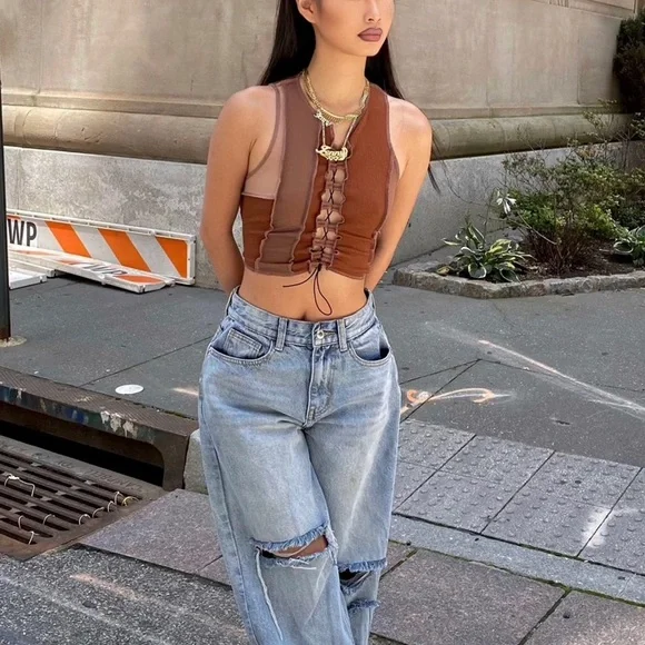 SOLD Patchwork Crop Top - Picture 2 of 3